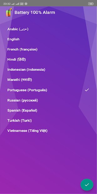 Alarme de Bateria 100%