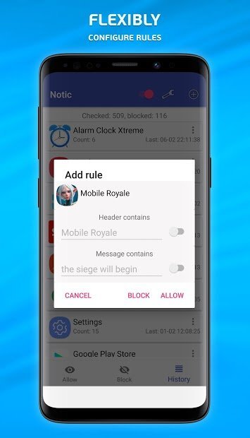 Notification blocker & notification history