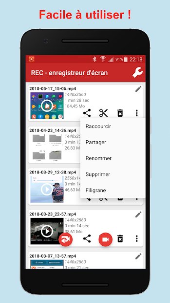 REC - Screen Recorder. UHD, FHD, HD, audio on/off