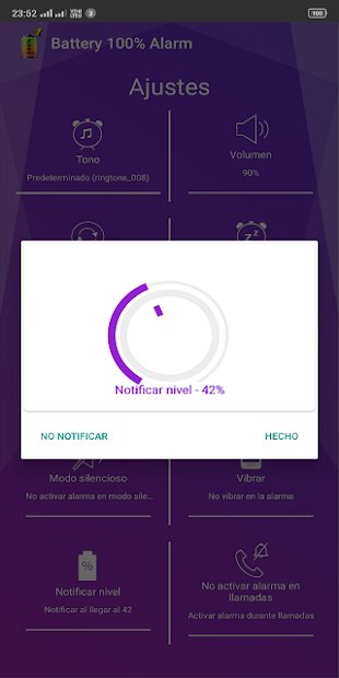 Alarma de 100% de Batería