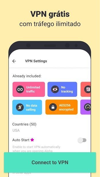 Aloha Browser Turbo - navegador privado+VPN grátis