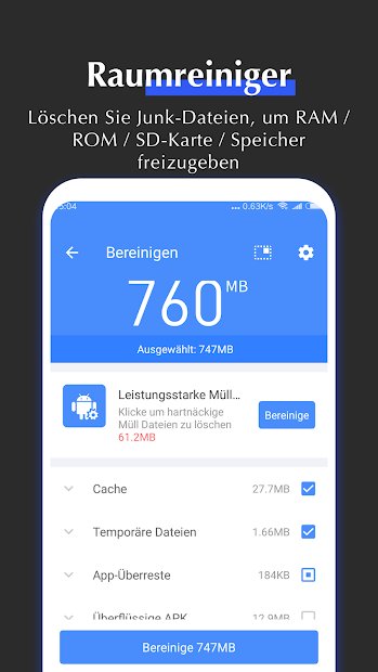 All-In-One Toolbox -Telefonreiniger, App-Sperre