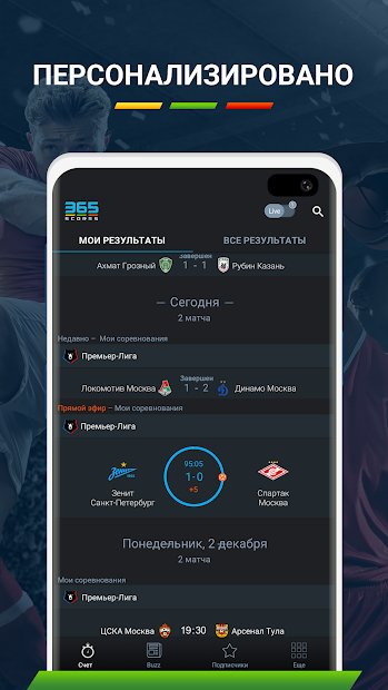 365Scores - результаты матчей Онлайн