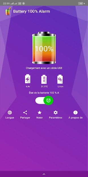 Battery 100% Alarm - Alarme de batterie à 100%