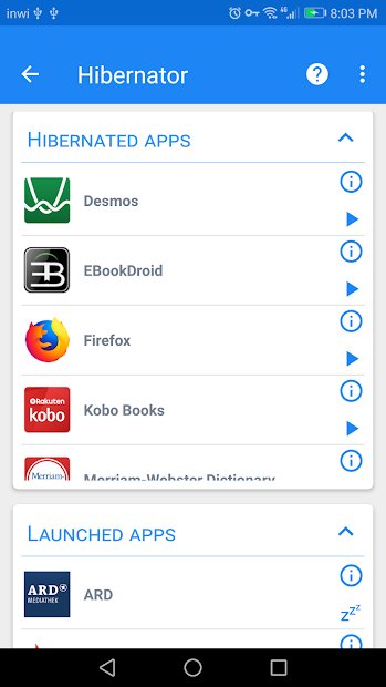 Hibernator: Fermer les applications en cours