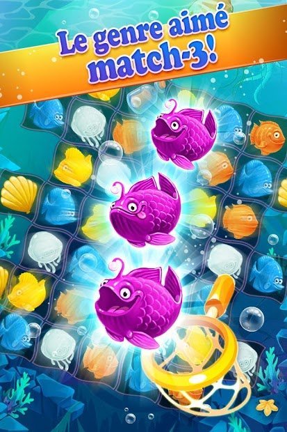 Mermaid -puzzle match-3 trésor