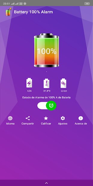 Alarma de 100% de Batería