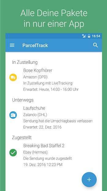 ParcelTrack - Sendungsverfolgung für DHL, DPD, UPS