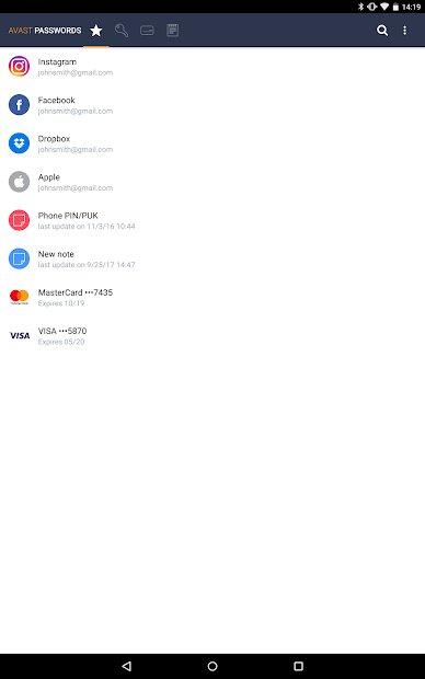 Contraseñas de Avast