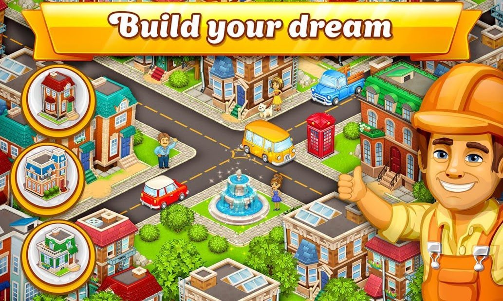 Cartoon City: farm to village. Build your home