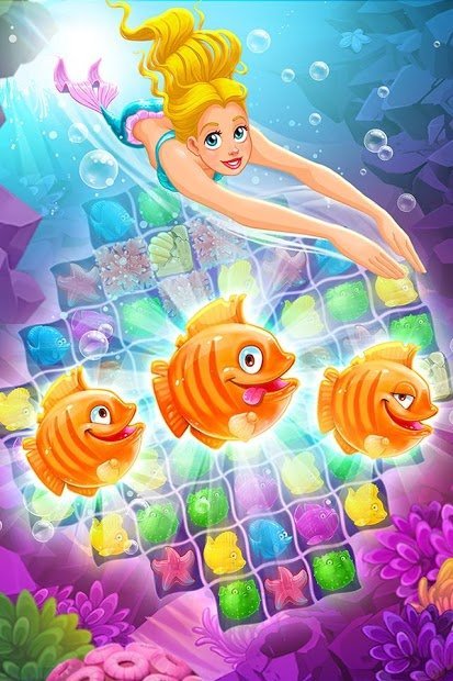 Mermaid-puzzle match-3 tesouro