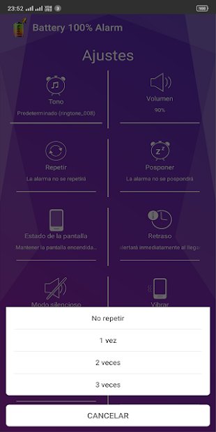Alarma de 100% de Batería