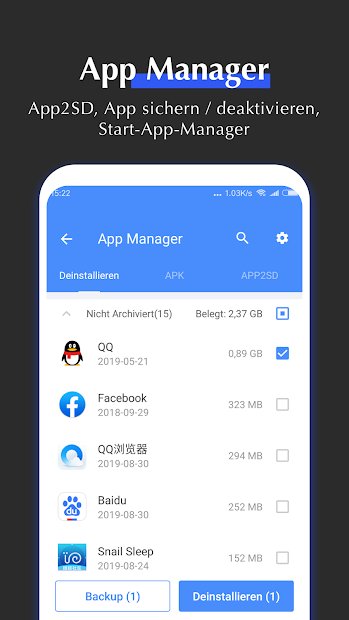 All-In-One Toolbox -Telefonreiniger, App-Sperre