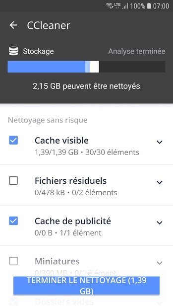 CCleaner - Cleaner Boost Nettoyage téléphone RAM
