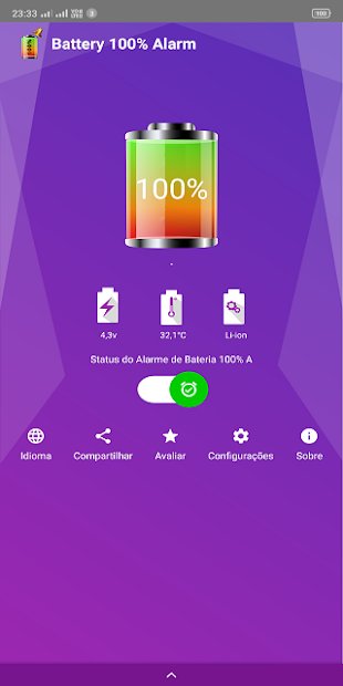 Alarme de Bateria 100%