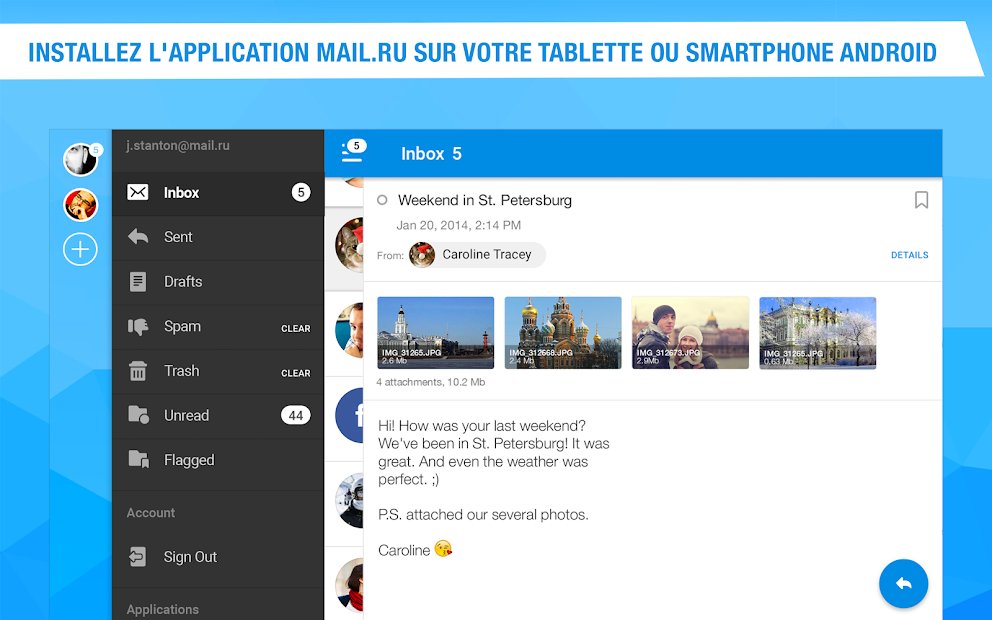 Mail.ru – Messagerie Gmail, Orange, Yahoo&Hotmail