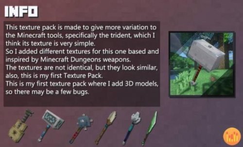 Texturas Tridente 3D personalizado para Minecraft